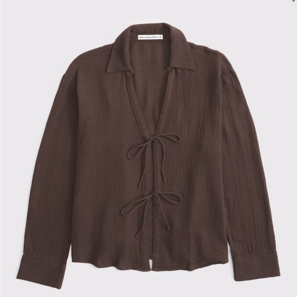 Abercrombie & Fitch Dark Brown Gauzy Shirt, Size L, 100% Cotton